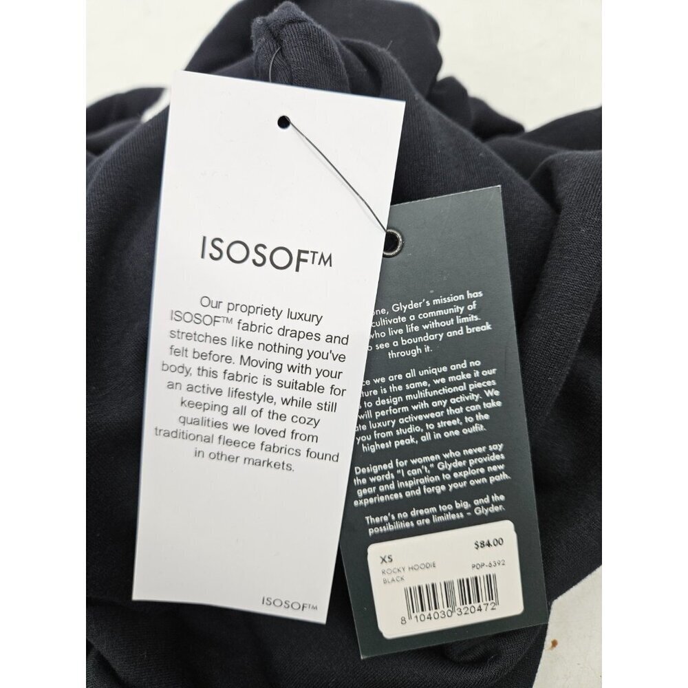 New Glyder Rockie Hoodie Sweatshirt Womens XS Crop Black Pullover Pocket - Picture 7 of 7